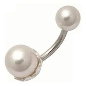 Šperky4U Stříbrý piercing do pupíku - perličky - BP01112