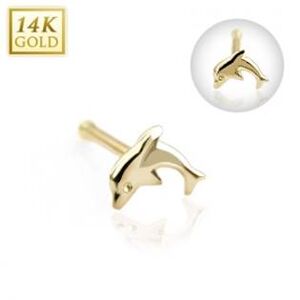 Šperky4U Zlatý piercing do nosu - delfín, Au 585/1000 - ZL01118-YG