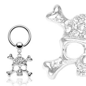 Šperky4U Piercing - kruh s ozdobnou lebkou 1,2 x 10 mm - K01009
