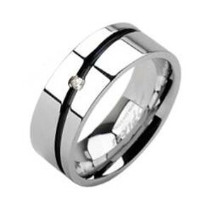 Spikes USA Pánský snubní ocelový prsten, šíře 8 mm, vel. 72 - velikost 72 - OPR1389-72