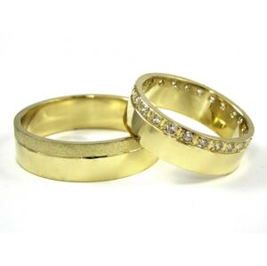Snubní prsteny zlaté se zirkony 0068 + DÁREK ZDARMA