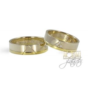 Snubní prsteny zlaté žlutobílé 1029 + DÁREK ZDARMA