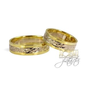 Zlaté snubní prsteny žluto bílé 1036 + DÁREK ZDARMA