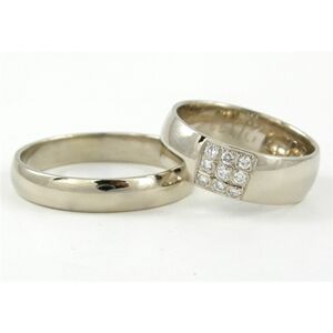 Snubní prsteny z bílého zlata 0075 + DÁREK ZDARMA