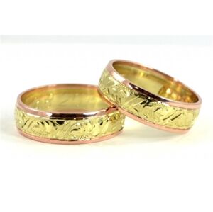 Snubní prsteny ze žlutého a červeného zlata 0083 + DÁREK ZDARMA