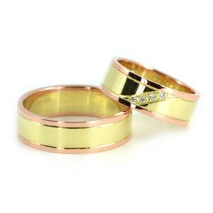 Snubní prsteny zlaté kombinované 1062 + DÁREK ZDARMA
