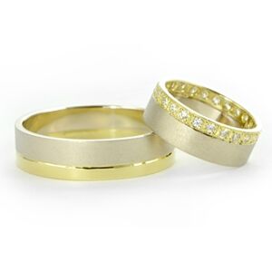 Snubní prsteny zlaté se zirkony 1068 + DÁREK ZDARMA