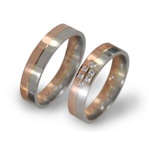 Snubní prsteny červenobílé zlaté 0090 + DÁREK ZDARMA