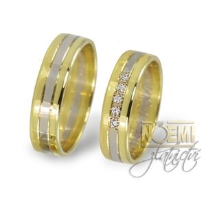 Snubní prsteny ze žlutého a bílého zlata 0101+ DÁREK ZDARMA