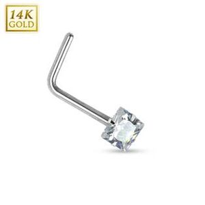 Šperky4U Zlatý piercing do nosu čirý zirkon, Au 585/1000 - ZL01030C-WG