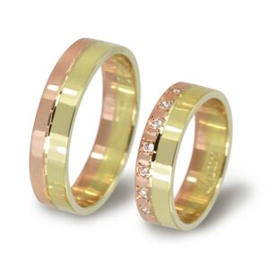 Zlaté snubní prsteny žlutočervené 0102 + DÁREK ZDARMA