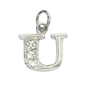 Šperky4U Stříbrný přívěšek písmeno se zirkony - iniciála U - CS3426-U