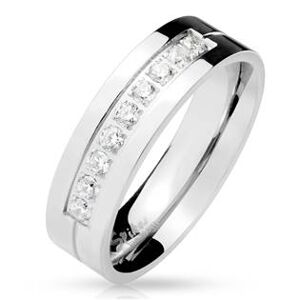 Šperky4U Ocelový prsten se zirkony - velikost 50 - OPR1662-50