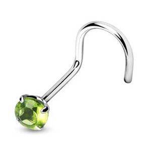 Šperky4U Zahnutý piercing do nosu - kamínek 3 mm - N01067-G