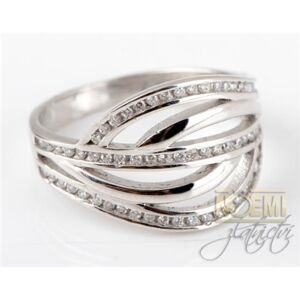 Stříbrný prsten s čirými zirkony  188197f