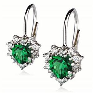 Šperky4U Stříbrné náušnice srdíčka, čiré + zelené zirkony - ZB53751-CG