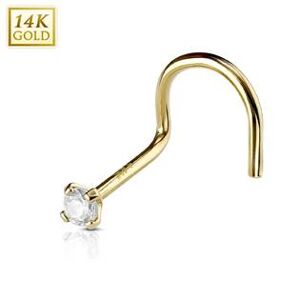 Šperky4U Zlatý piercing do nosu, Au 585/1000 - kamínek 2 mm - ZL01127C-YG
