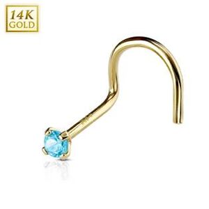 Šperky4U Zlatý piercing do nosu, Au 585/1000 - kamínek 2 mm - ZL01127Q-YG