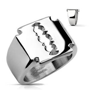 Šperky4U Mohutný pánský ocelový prsten - žiletka - velikost 65 - OPR1668-65