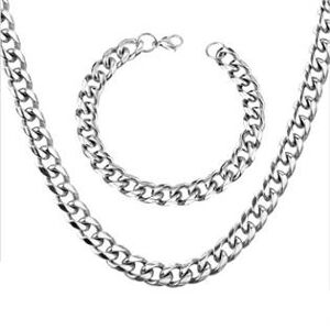 Šperky4U Páský set ocelový řetízek a náramek, tl. 10 mm - SET0035