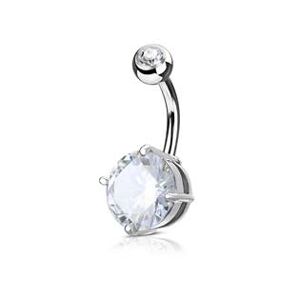 Šperky4U Piercing do pupíku, čirý kámen 10 mm - WP01029-C