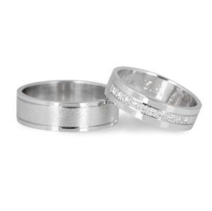 Snubní prsteny z bílého zlata 0118 + DÁREK ZDARMA