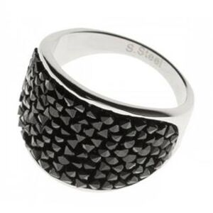 AKTUAL, s.r.o. Ocelový prsten s krystaly Crystals from Swarovski®, BLACK JET - velikost 63 - LV1001-JET-63