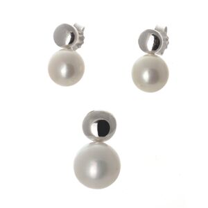 Stříbrná souprava s perlami STRS0181F + Dárek zdarma