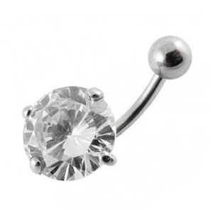 Šperky4U Stříbrný piercing do pupíku - zirkon 12 mm - BP01001-C