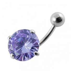Šperky4U Stříbrný piercing do pupíku - zirkon 12 mm - BP01001-TZ