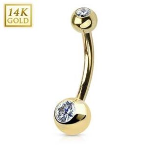 Šperky4U Zlatý piercing do pupíku banánek velký, Au 585/1000 - ZL01091C-YG