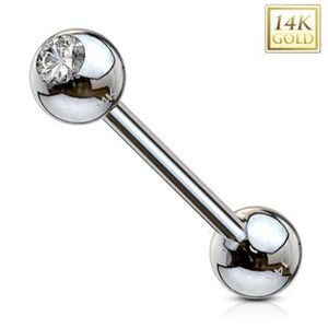 Šperky4U Zlatý piercing do jazyka - zirkon, Au 585/1000 - ZL01106-WG
