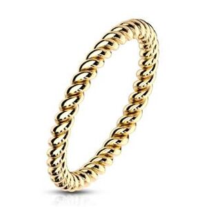 Šperky4U Zlacený ocelový prsten kroucený - velikost 54 - OPR1757GD-54