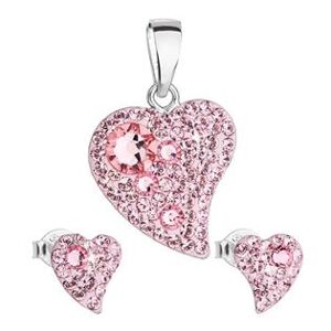 EVOLUTION GROUP CZ Sada šperků s krystaly Swarovski náušnice a přívěsek růžová srdce 39170.3  - 39170.3 light rose