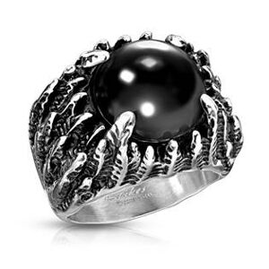 Šperky4U Pánský ocelový prsten s černým kamenem - velikost 65 - OPR0126-65