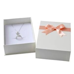 Šperky4U Dárková krabička na soupravu, bílá s růžovou mašlí - KR0315-PK