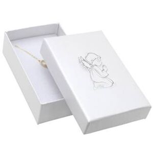 Šperky4U Bílá dárková krabička na soupravu, stříbrný anděl - KR0360-ST