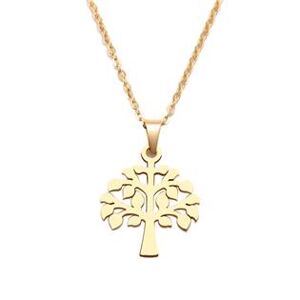 Šperky4U Zlacený ocelový náhrdelník strom života - OPD0207-GD
