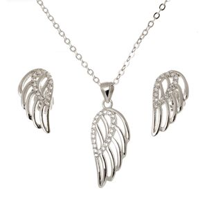 Stříbrná souprava náhrdelníku a naušnic andělská křídla AGSET206SR
