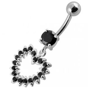 Šperky4U Stříbrný piercing do pupíku - srdce - BP01004-K
