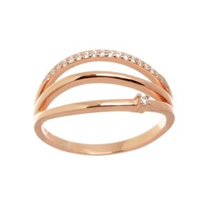 Dámský stříbrný prsten pozlacený růžovým zlatem s čirými zirkony STRP0365F