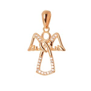 Stříbrný přívěšek anděl pozlacený růžovým zlatem STRZ0743F