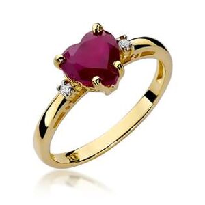 NUBIS® Zlatý prsten s diamanty a rubínem - W-012GR