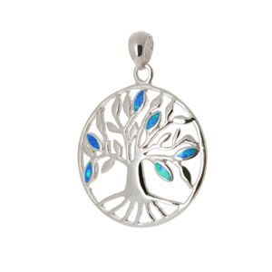Stříbrný přívěšek strom života s modrými opály STRZ0792F