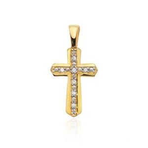 NUBIS® Diamantový přívěšek křížek, žluté zlato a brilianty - K-005-YG