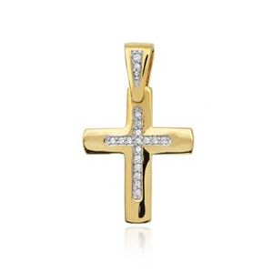NUBIS® Diamantový přívěšek křížek, žluté zlato a brilianty - K-002-YG