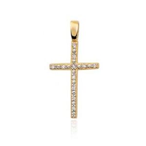 NUBIS® Diamantový přívěšek křížek, žluté zlato a brilianty - K-004-YG