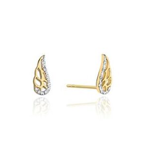 NUBIS® Diamantové náušnice křídla, žluté zlato a brilianty - CK-001-YG