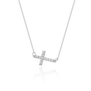 NUBIS® Diamantový náhrdelník křížek, bílé zlato a brilianty - C-006-WG