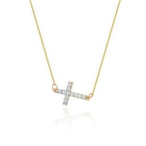 NUBIS® Diamantový náhrdelník křížek, žluté zlato a brilianty - C-006-YG